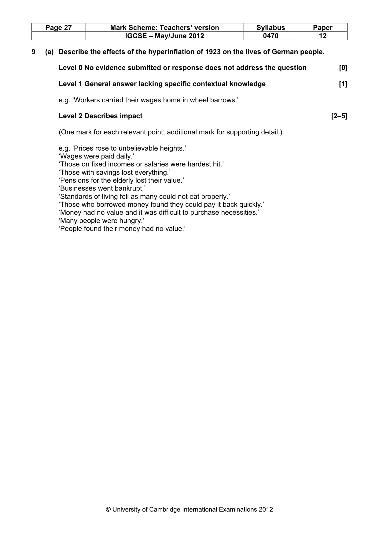 Mark scheme, page 27 of 77