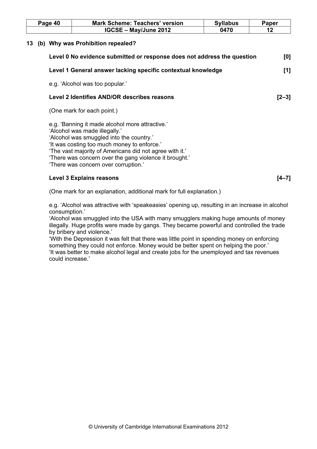 Mark scheme, page 40 of 77