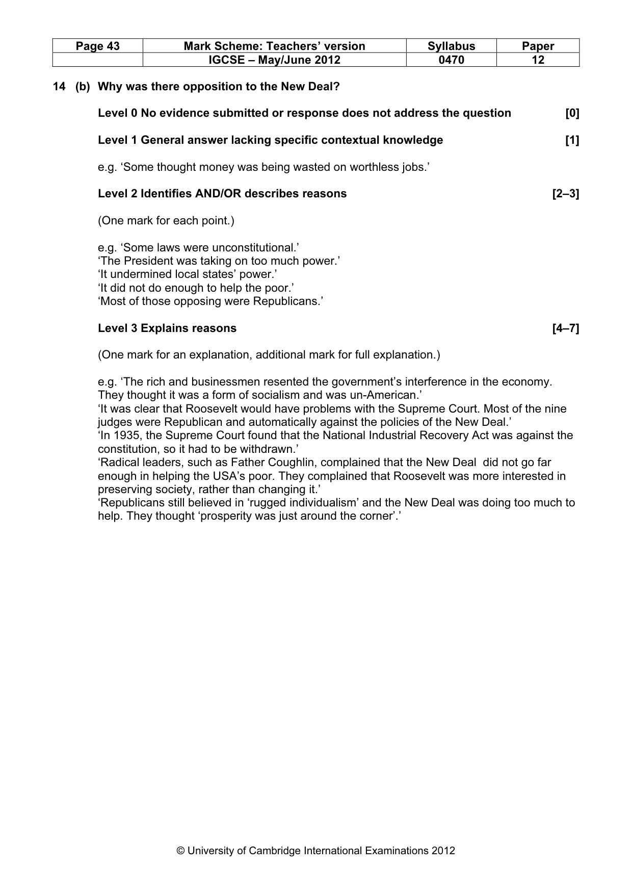 Mark scheme, page 43 of 77