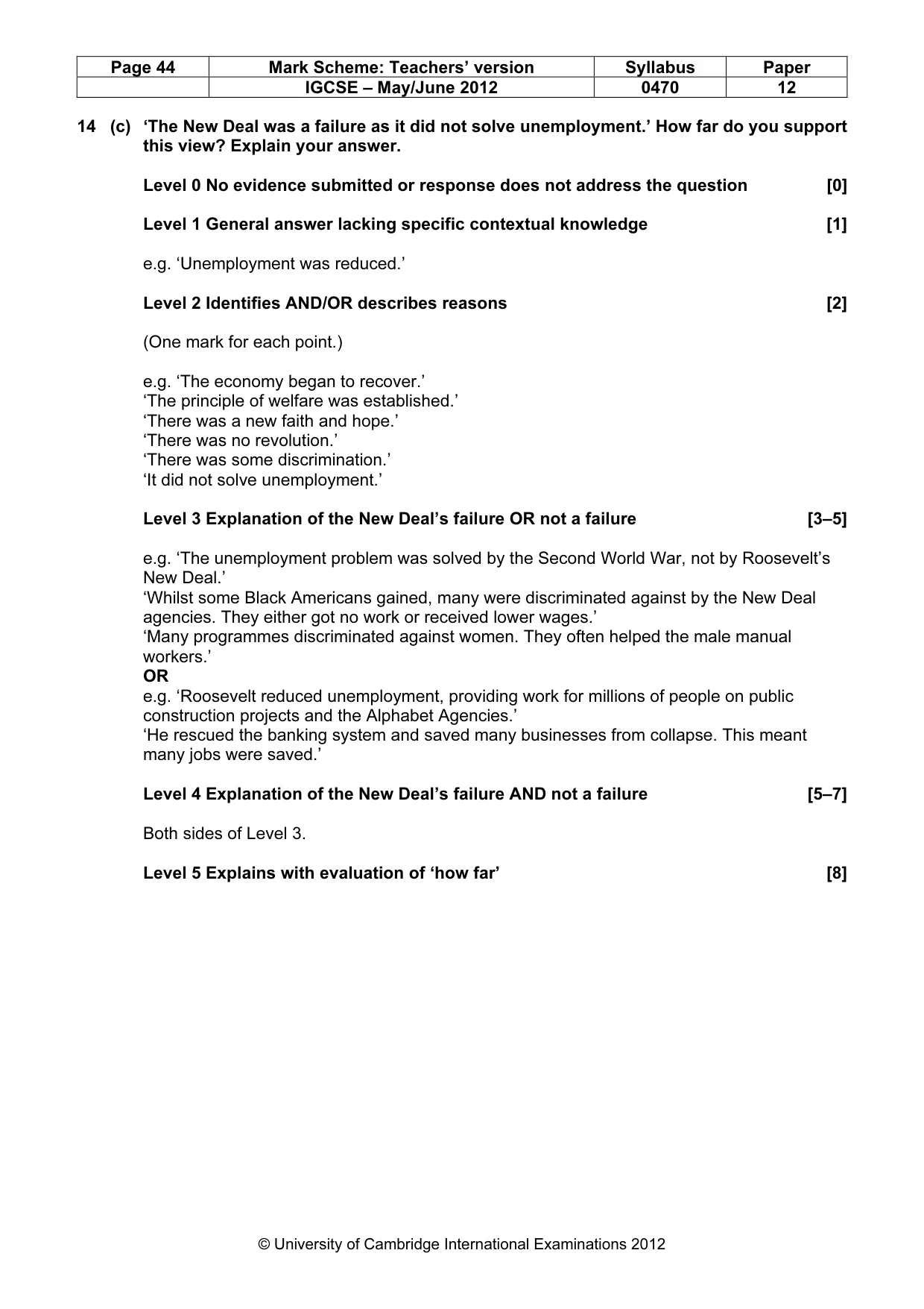 Mark scheme, page 44 of 77