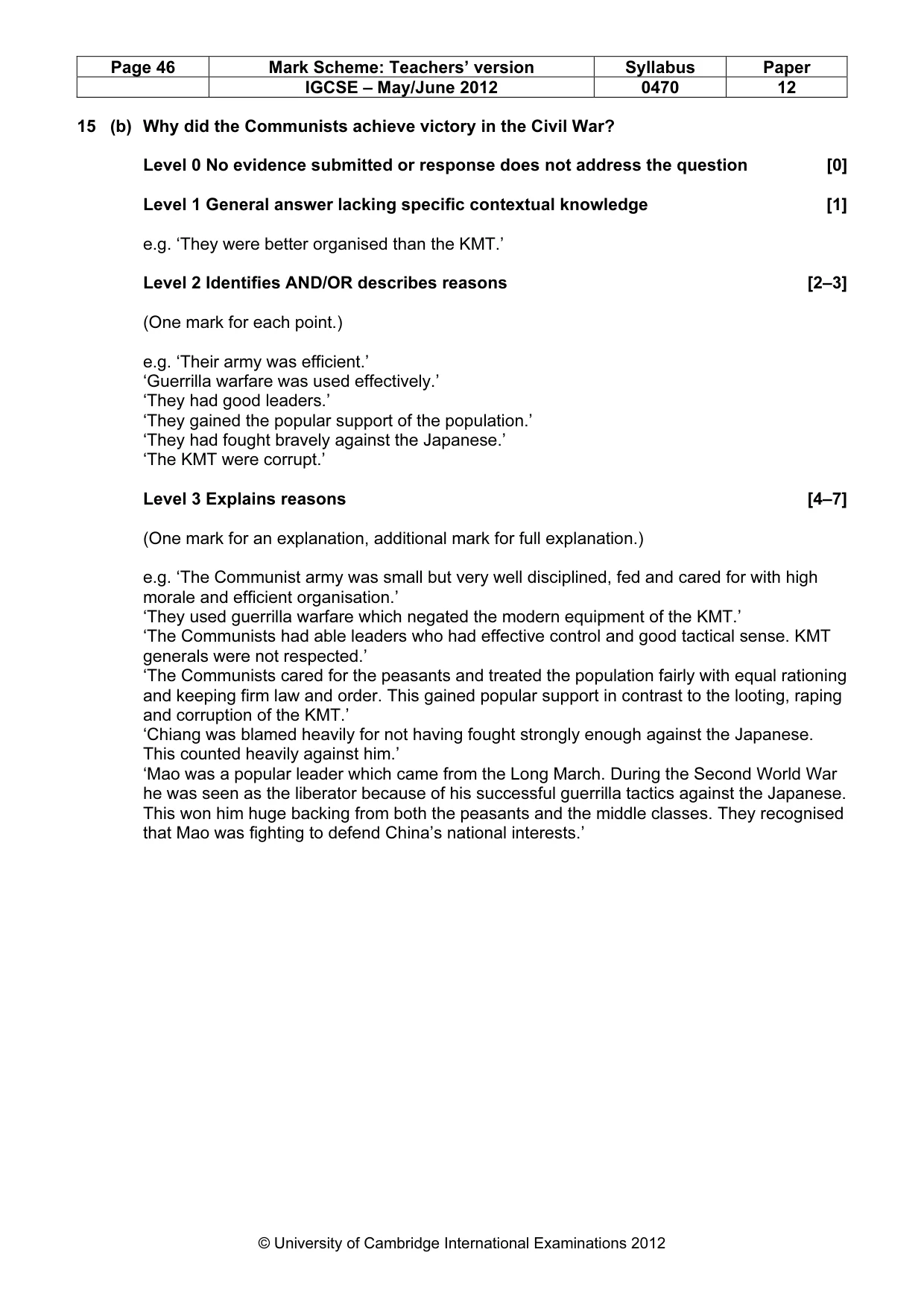 Mark scheme, page 46 of 77