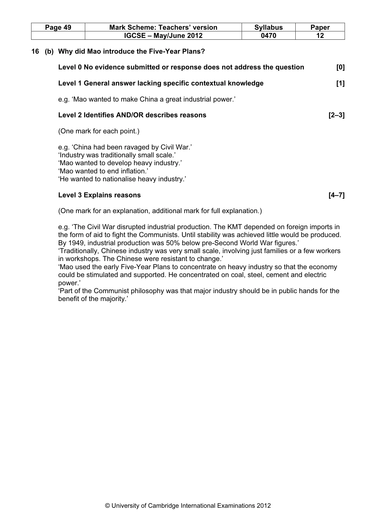 Mark scheme, page 49 of 77