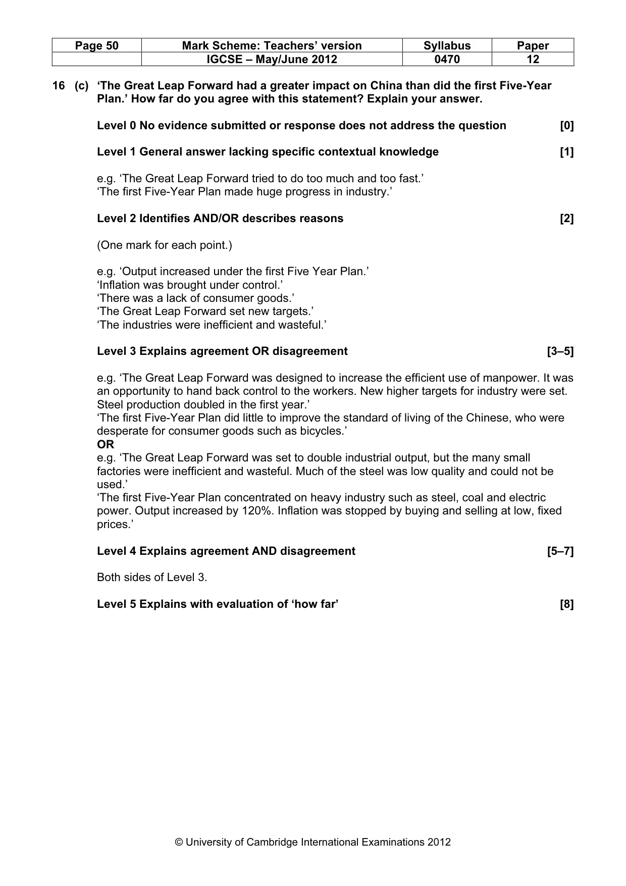 Mark scheme, page 50 of 77
