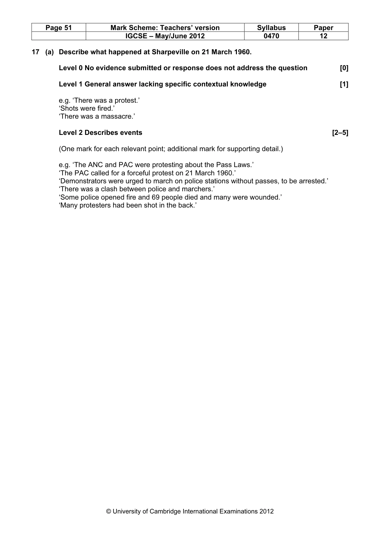 Mark scheme, page 51 of 77