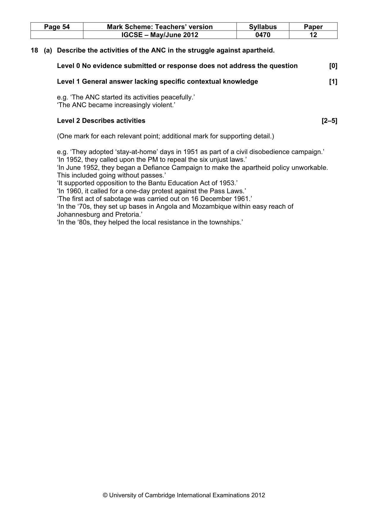Mark scheme, page 54 of 77