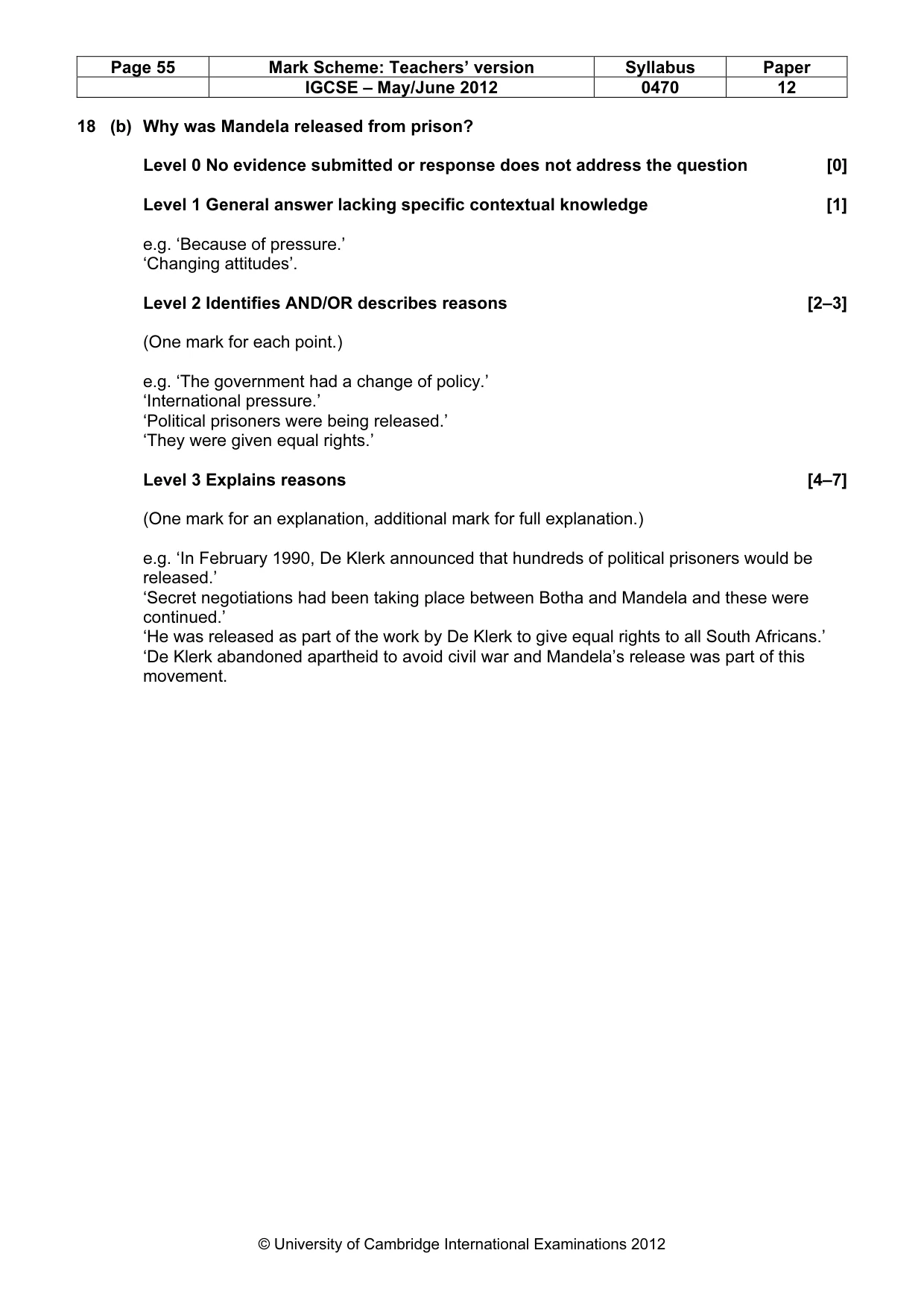 Mark scheme, page 55 of 77