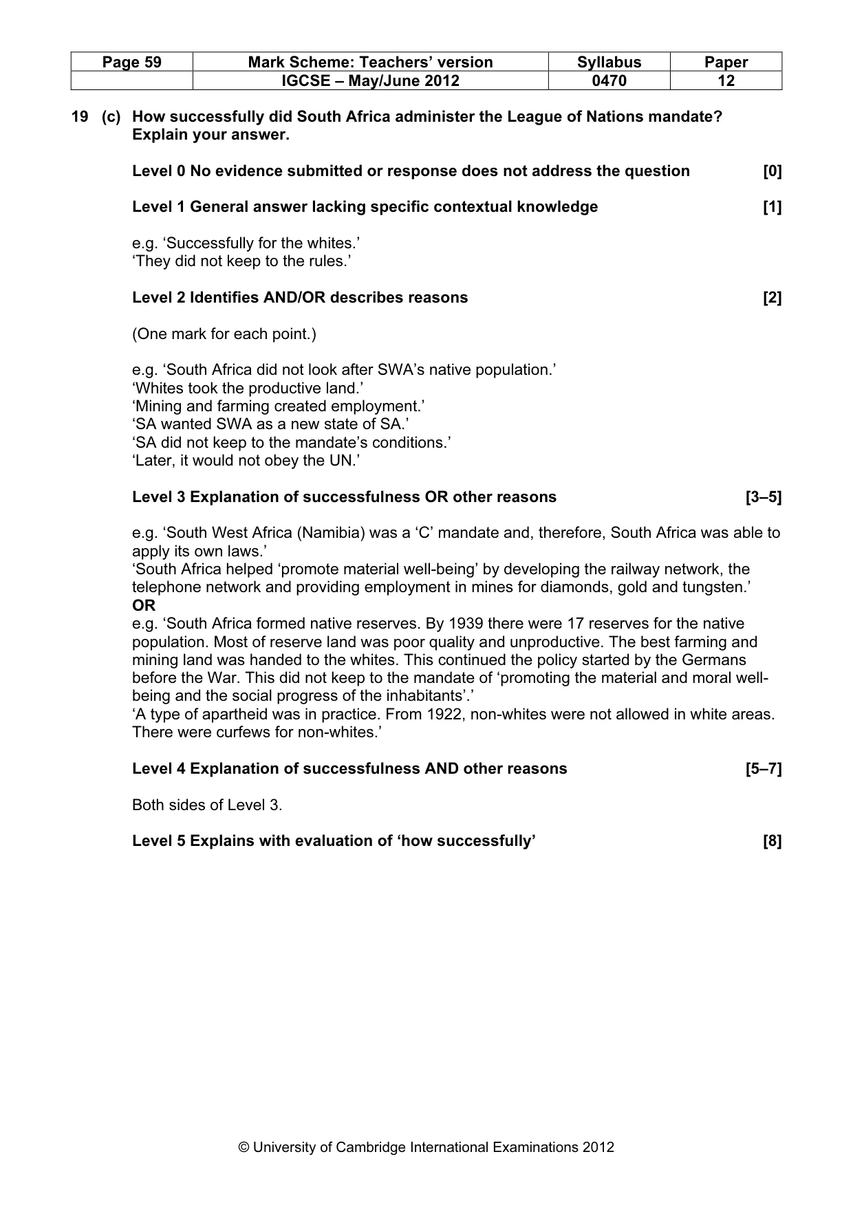 Mark scheme, page 59 of 77