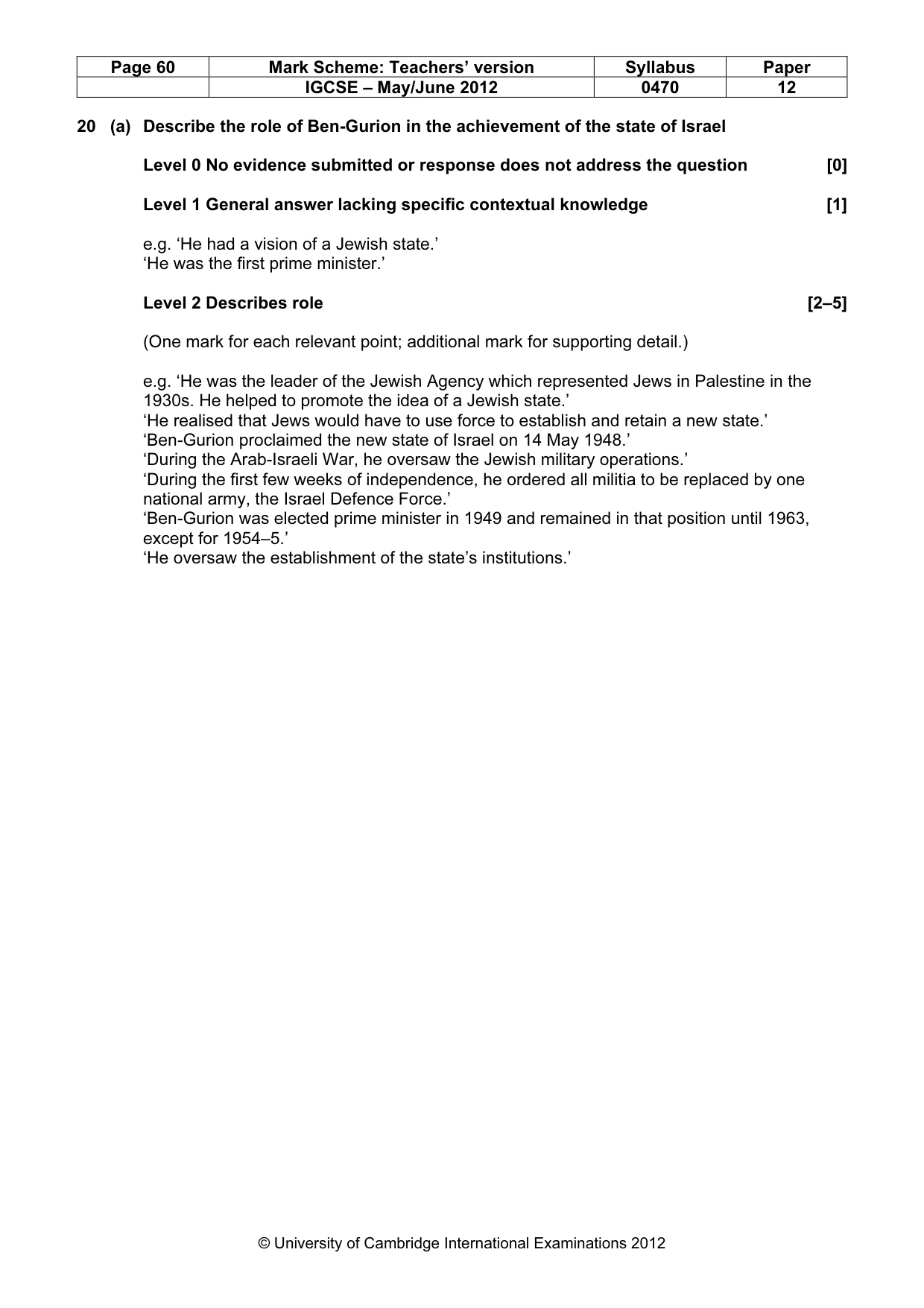 Mark scheme, page 60 of 77