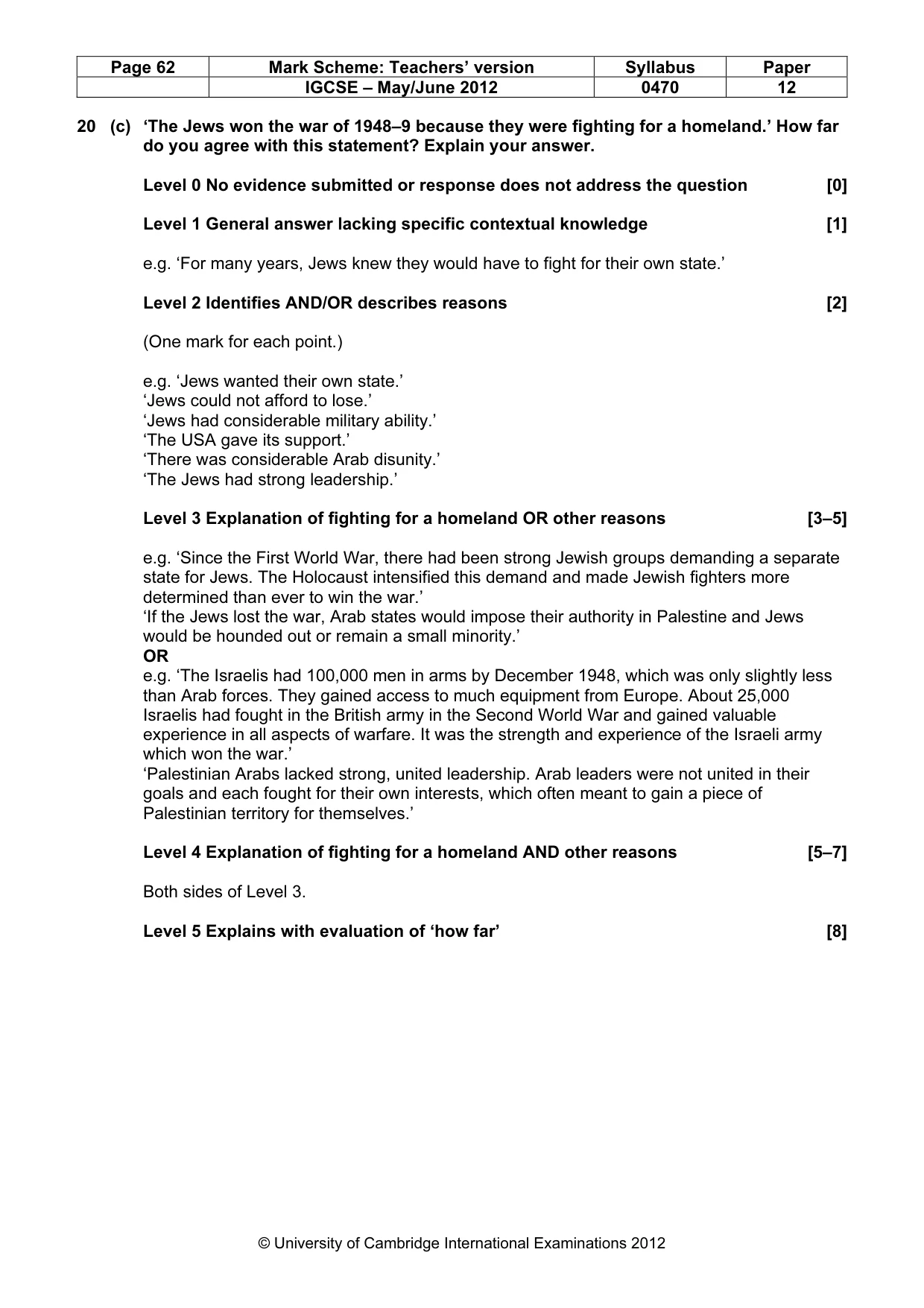 Mark scheme, page 62 of 77