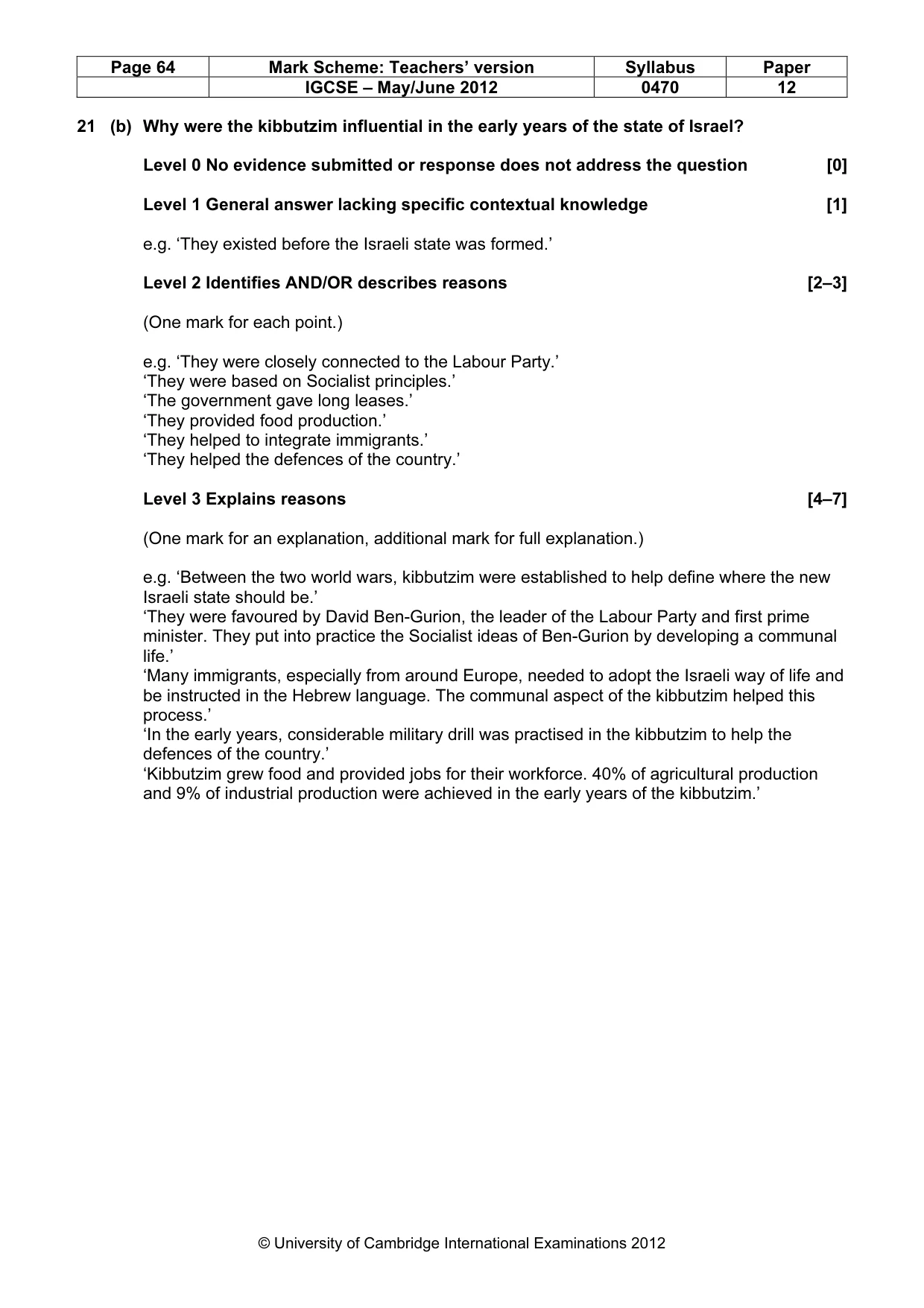 Mark scheme, page 64 of 77