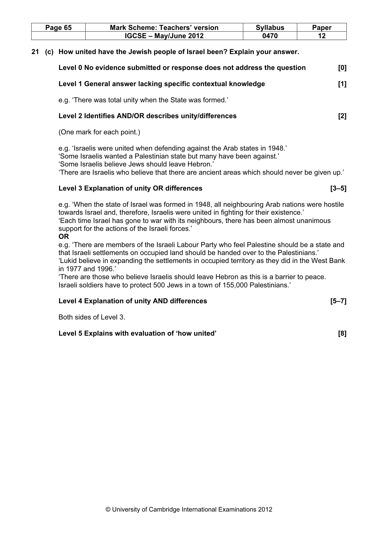 Mark scheme, page 65 of 77