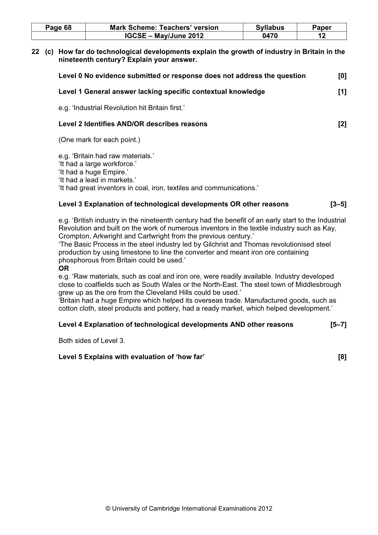 Mark scheme, page 68 of 77