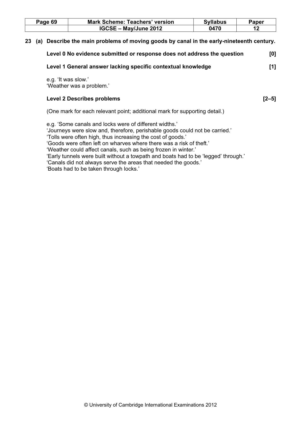 Mark scheme, page 69 of 77