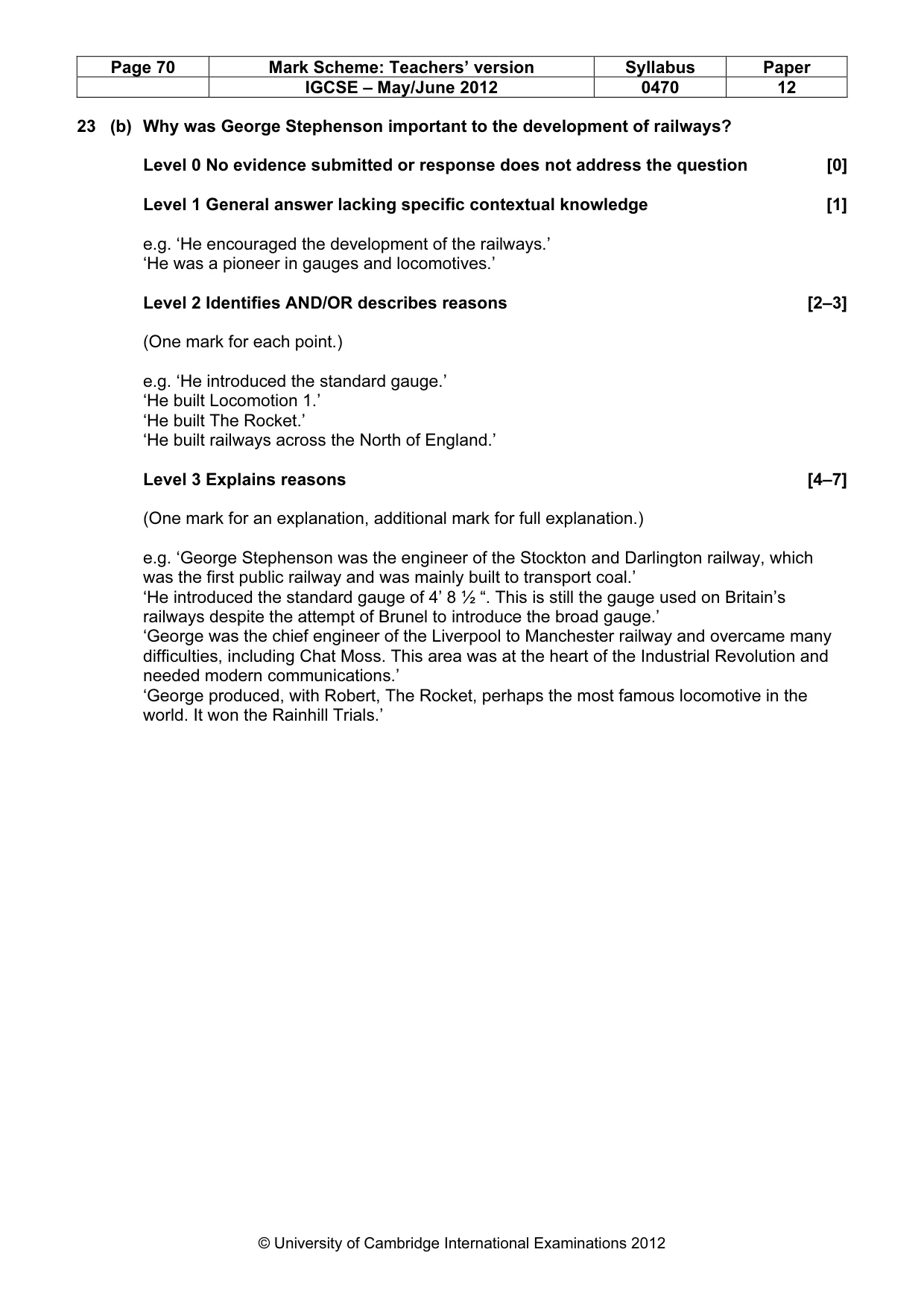 Mark scheme, page 70 of 77