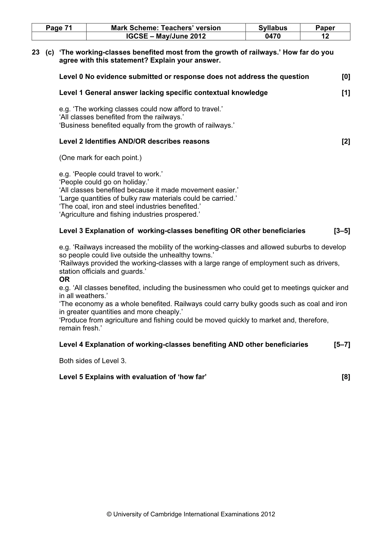 Mark scheme, page 71 of 77