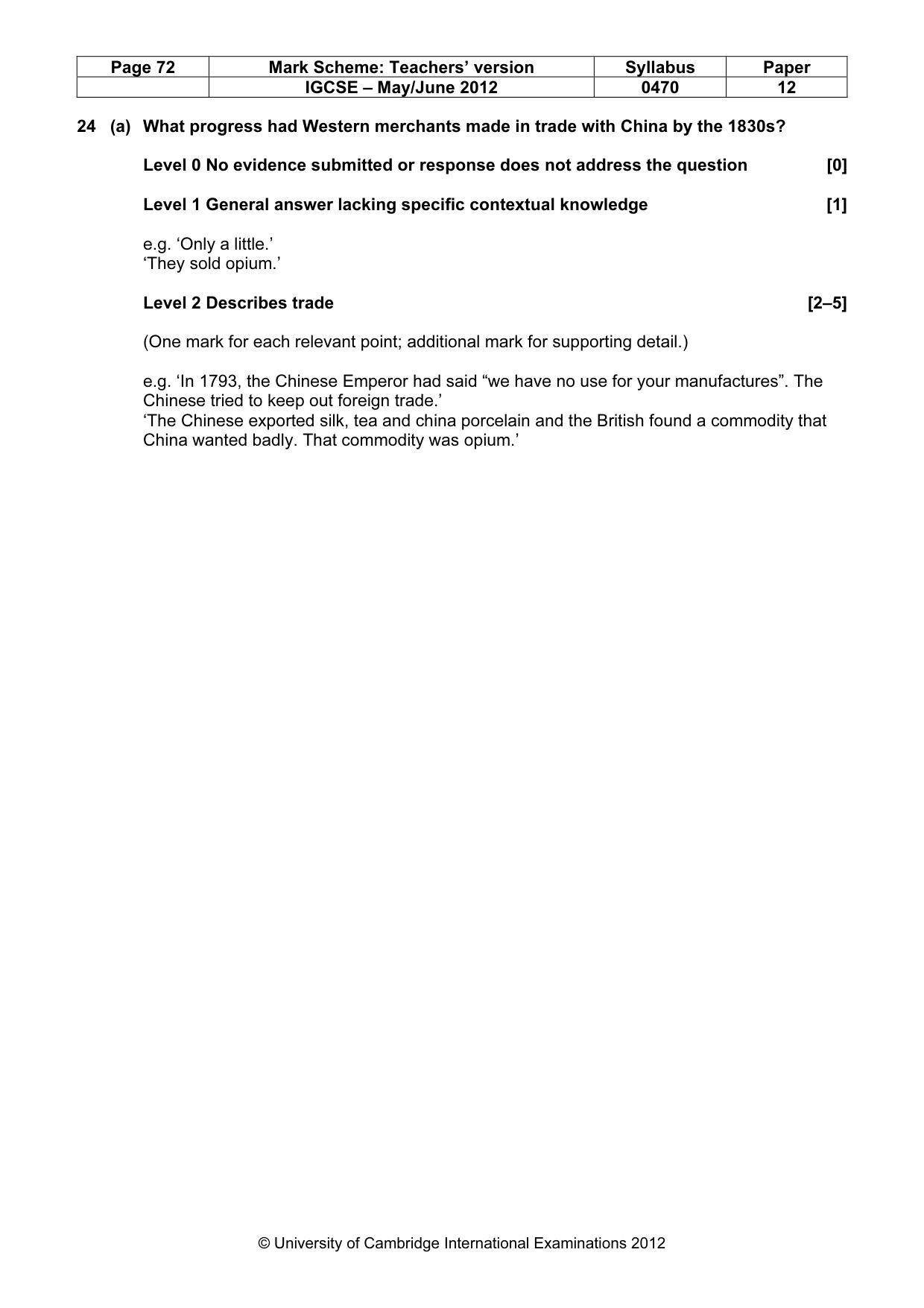 Mark scheme, page 72 of 77