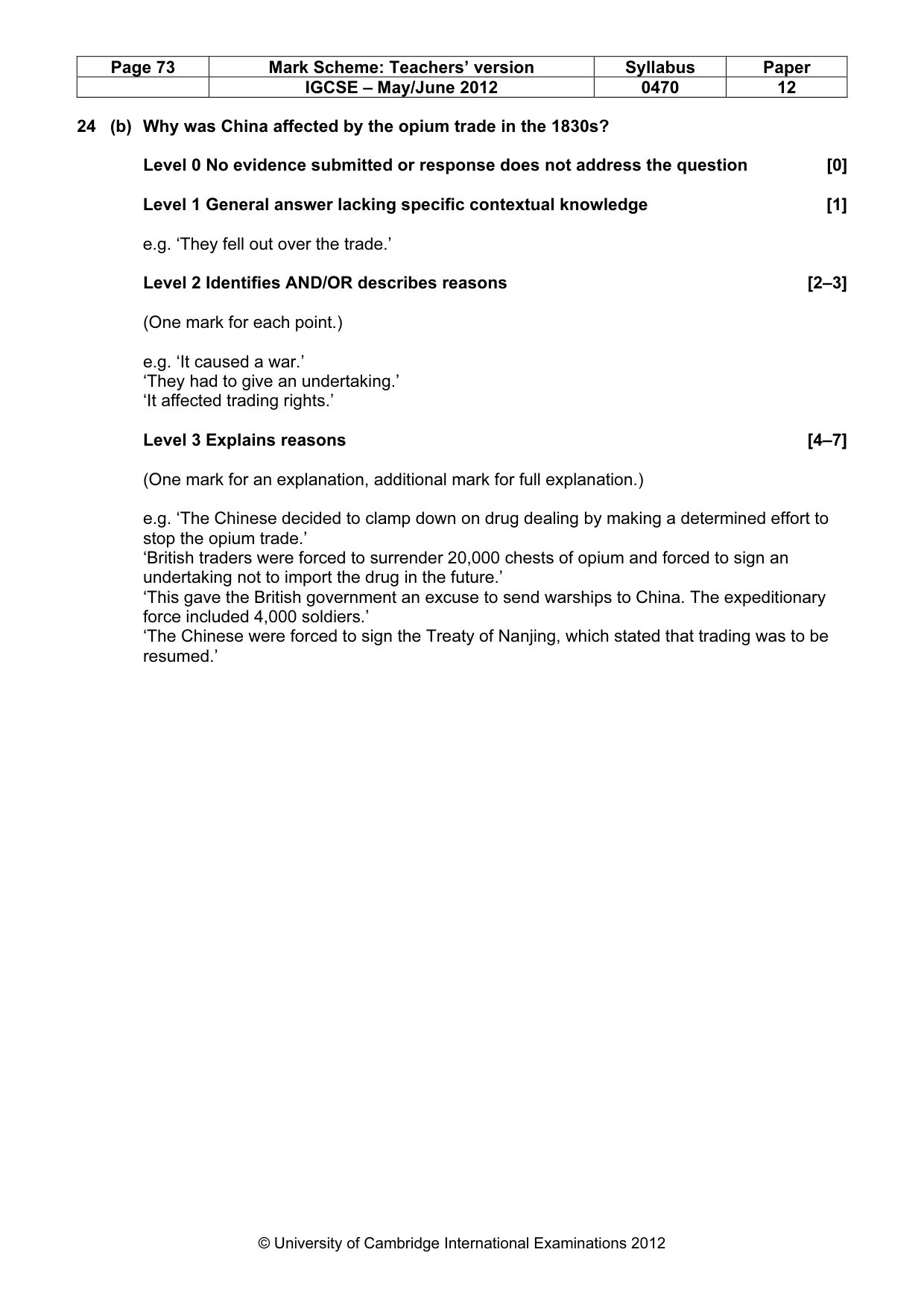Mark scheme, page 73 of 77