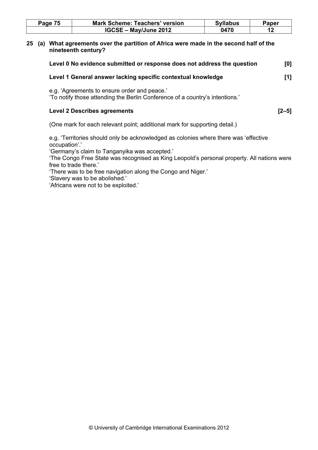 Mark scheme, page 75 of 77