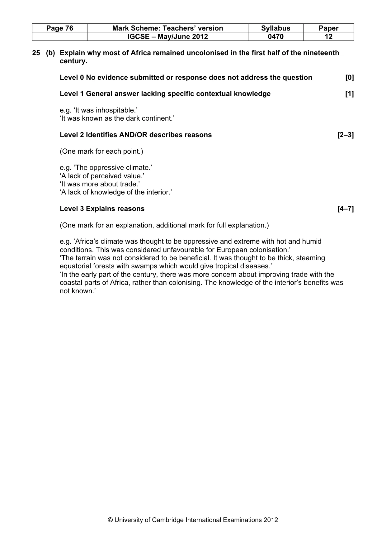 Mark scheme, page 76 of 77