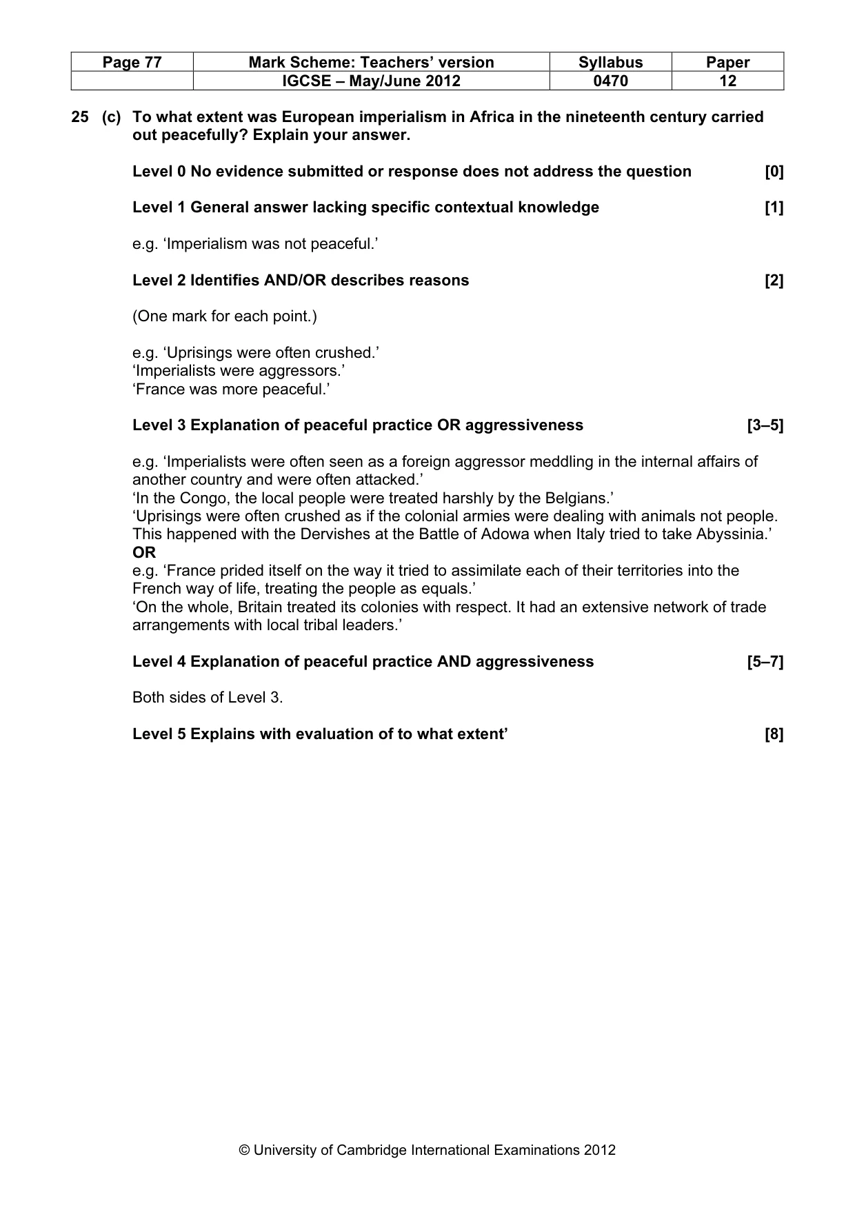 Mark scheme, page 77 of 77