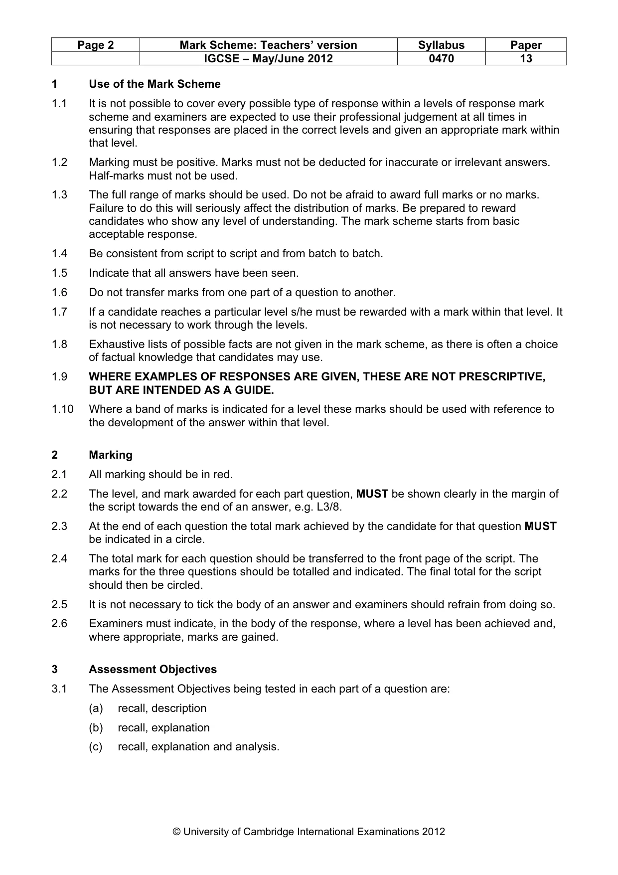 Mark scheme, page 2 of 77