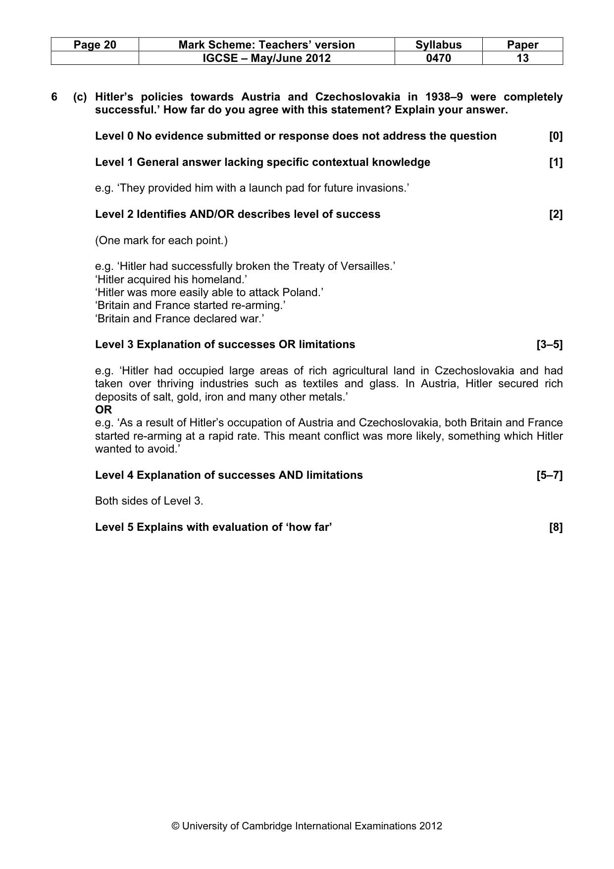 Mark scheme, page 20 of 77