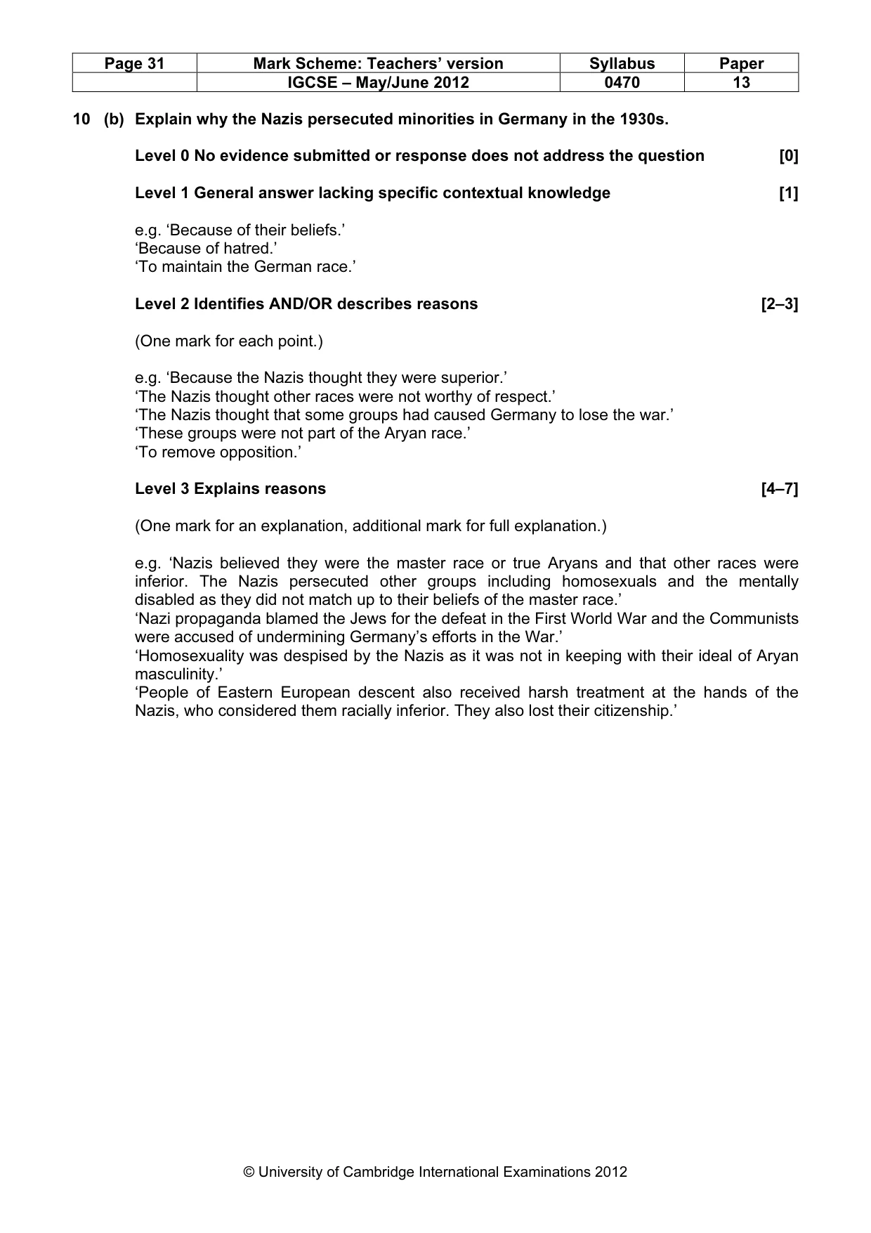 Mark scheme, page 31 of 77