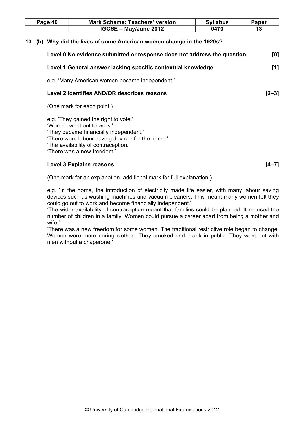 Mark scheme, page 40 of 77
