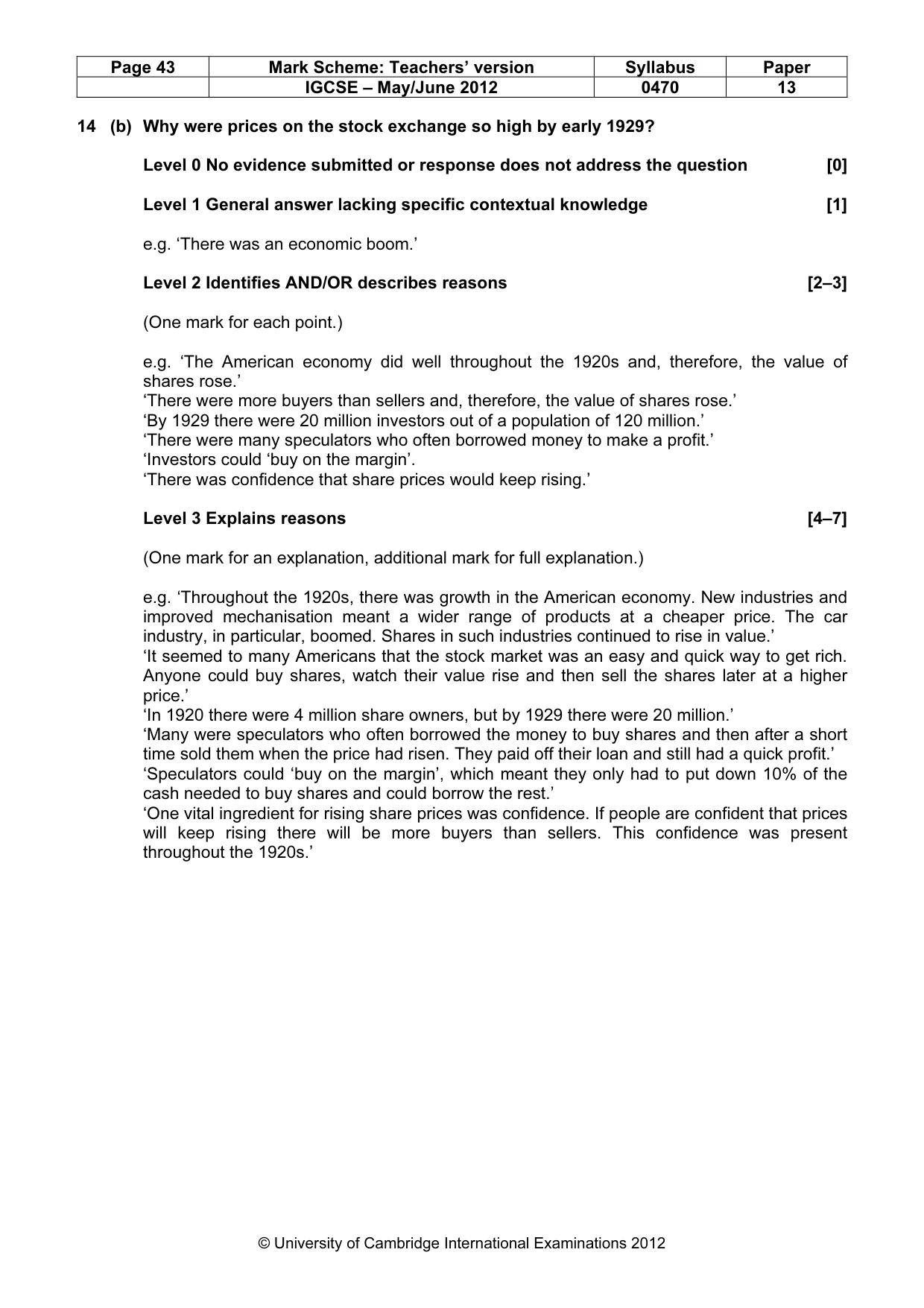 Mark scheme, page 43 of 77