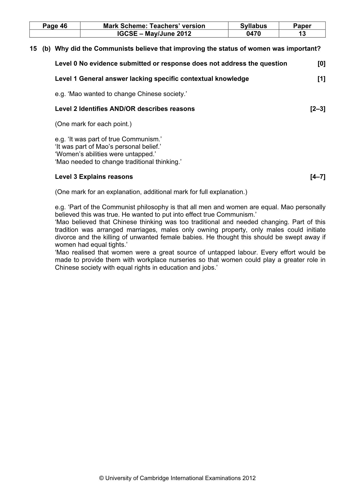 Mark scheme, page 46 of 77