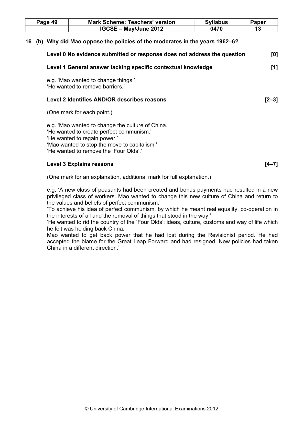 Mark scheme, page 49 of 77