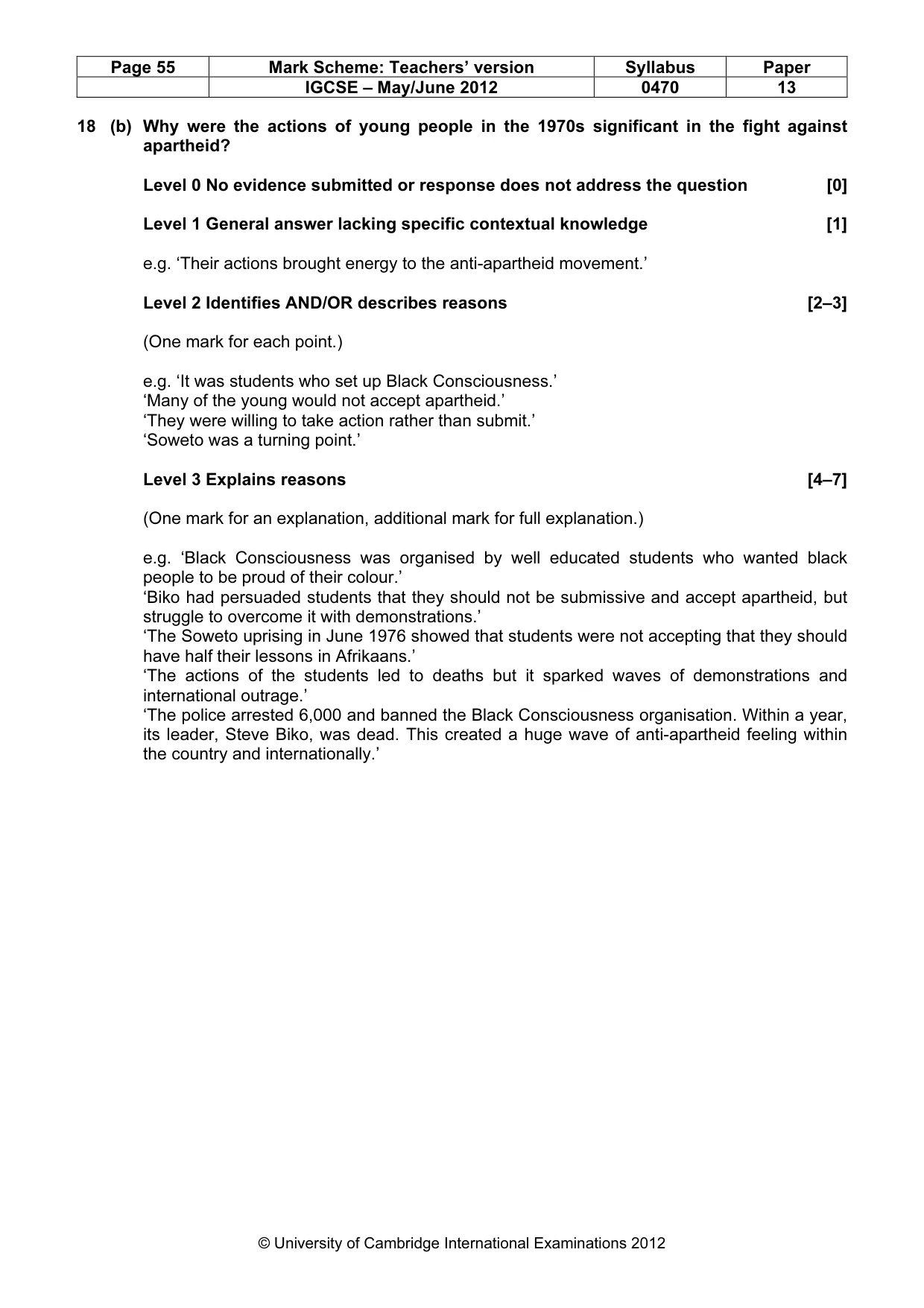 Mark scheme, page 55 of 77