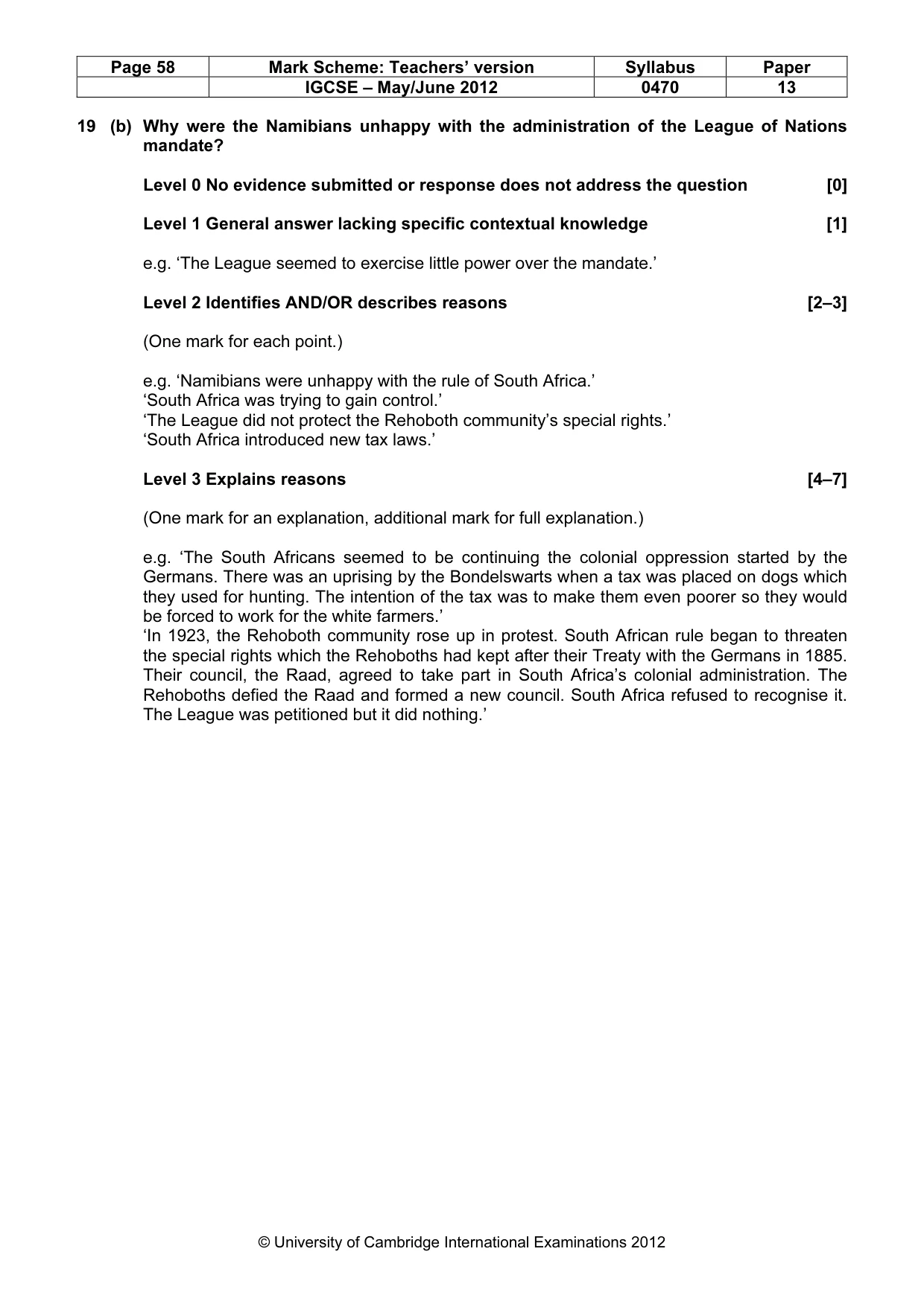 Mark scheme, page 58 of 77