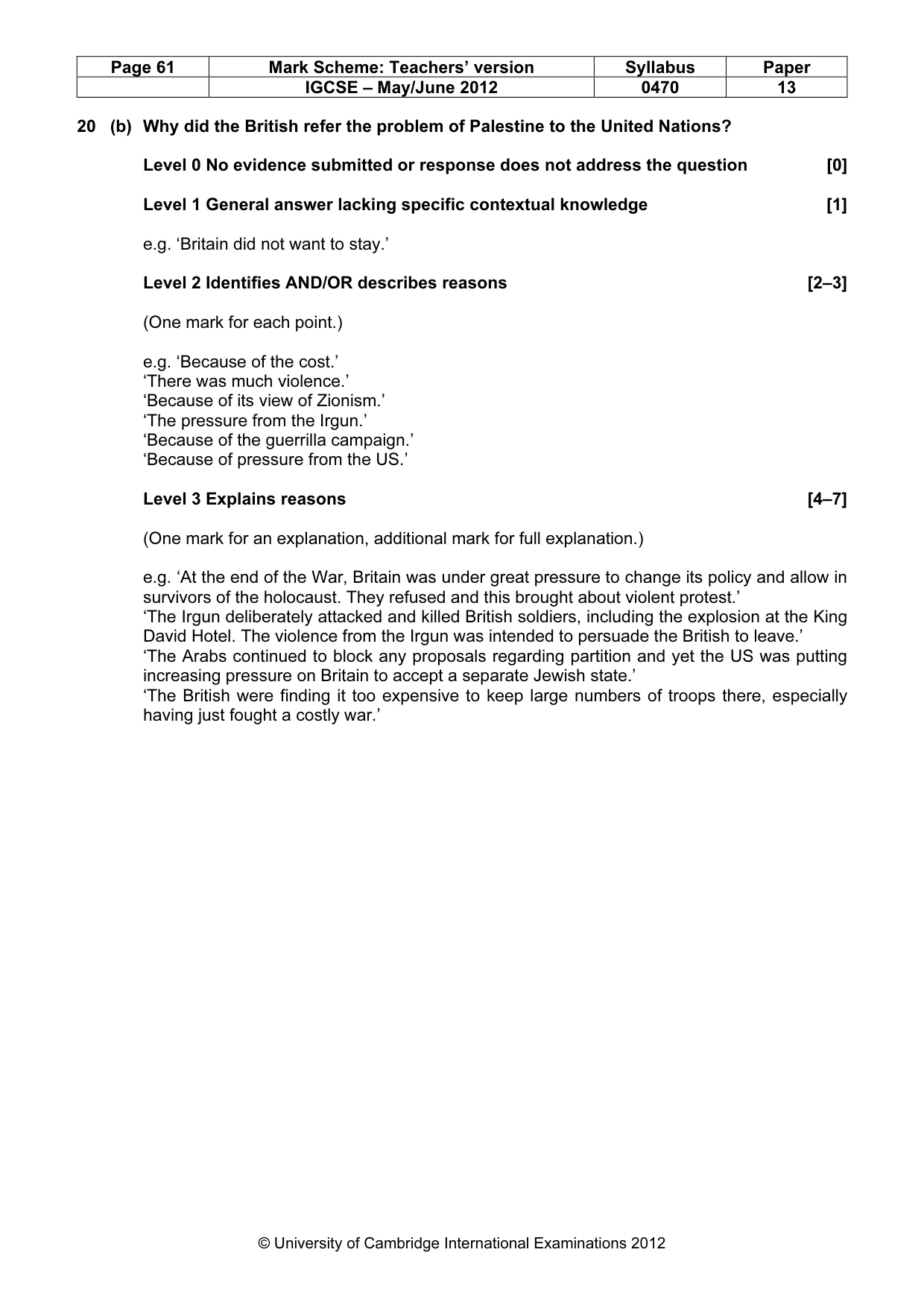 Mark scheme, page 61 of 77