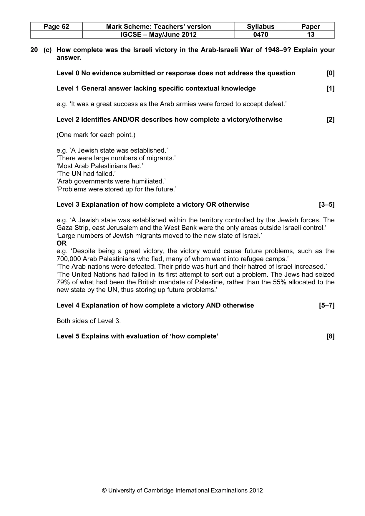 Mark scheme, page 62 of 77