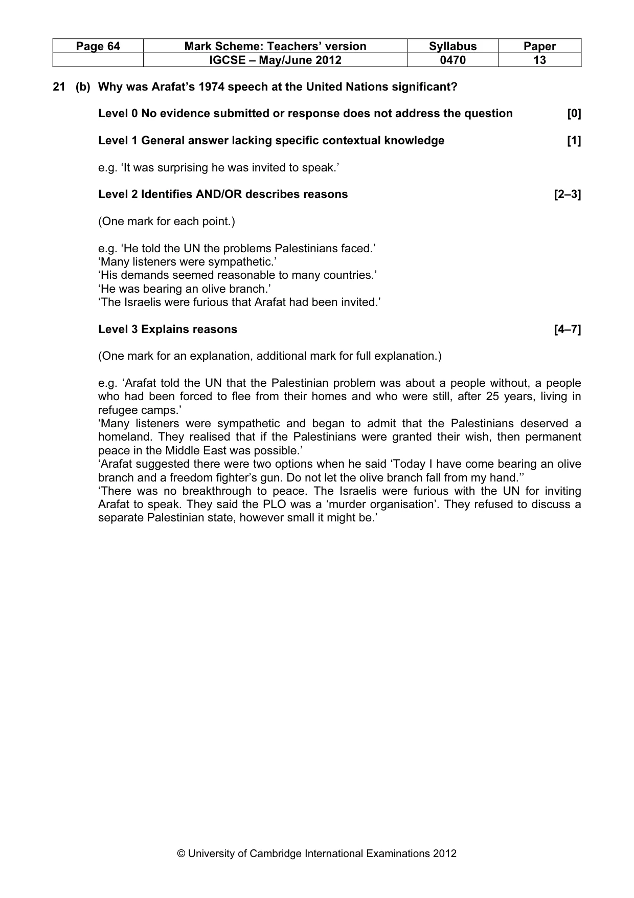 Mark scheme, page 64 of 77