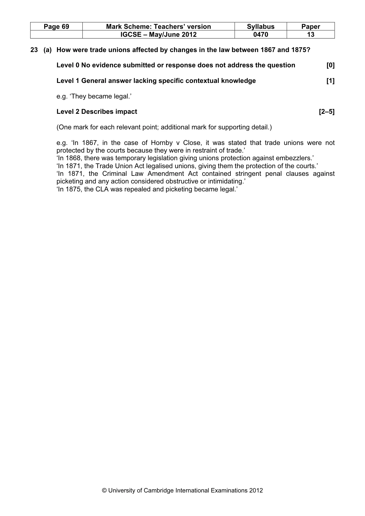 Mark scheme, page 69 of 77