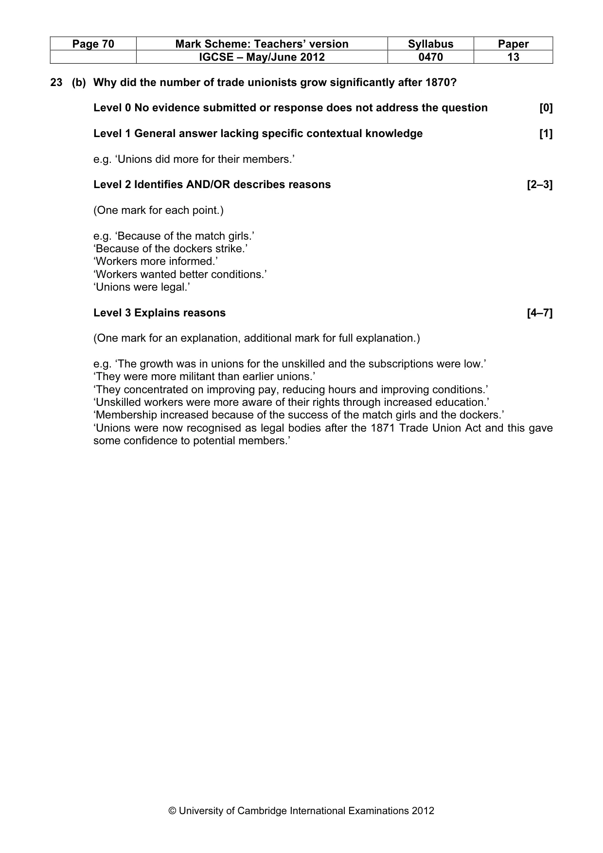 Mark scheme, page 70 of 77