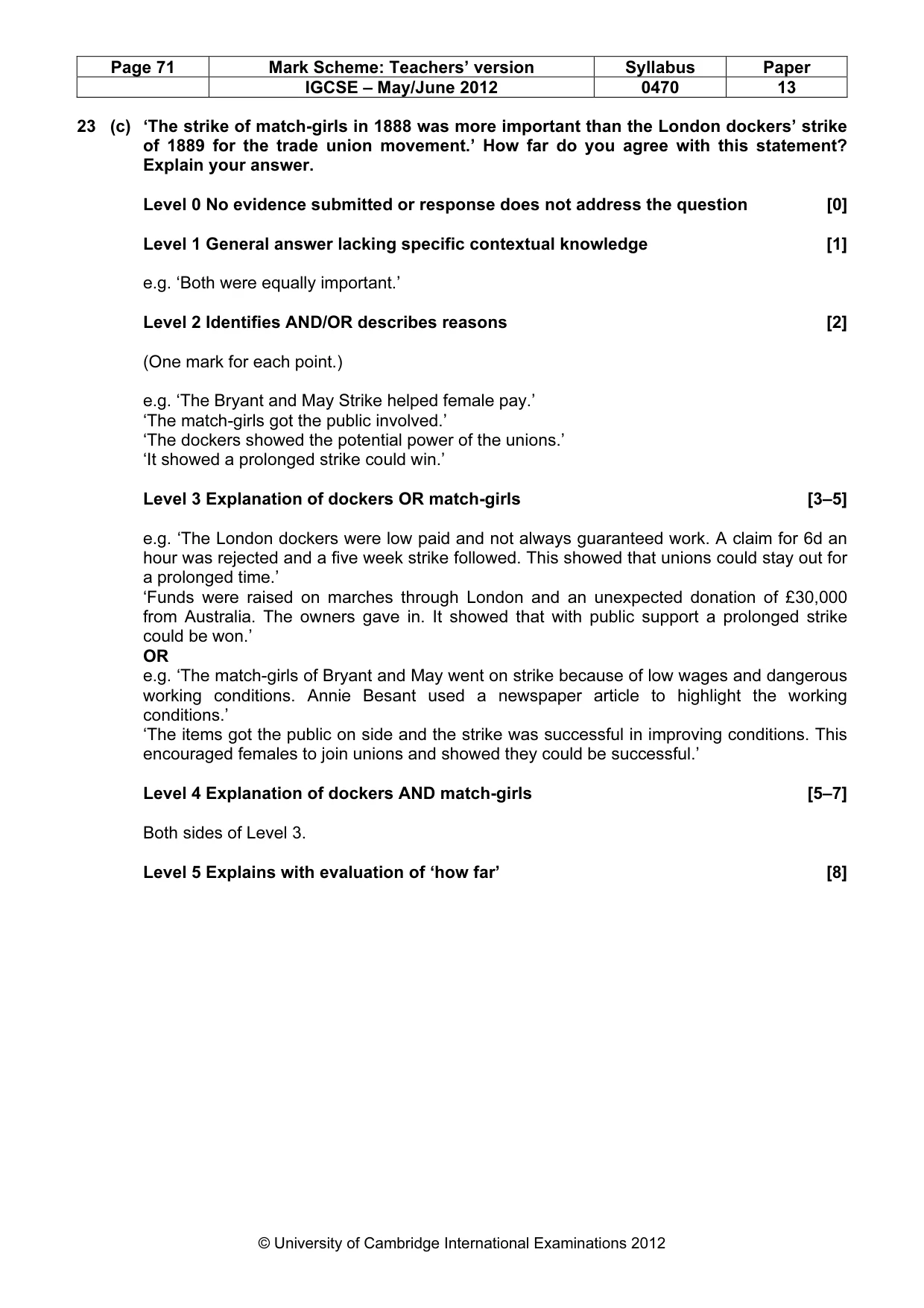 Mark scheme, page 71 of 77