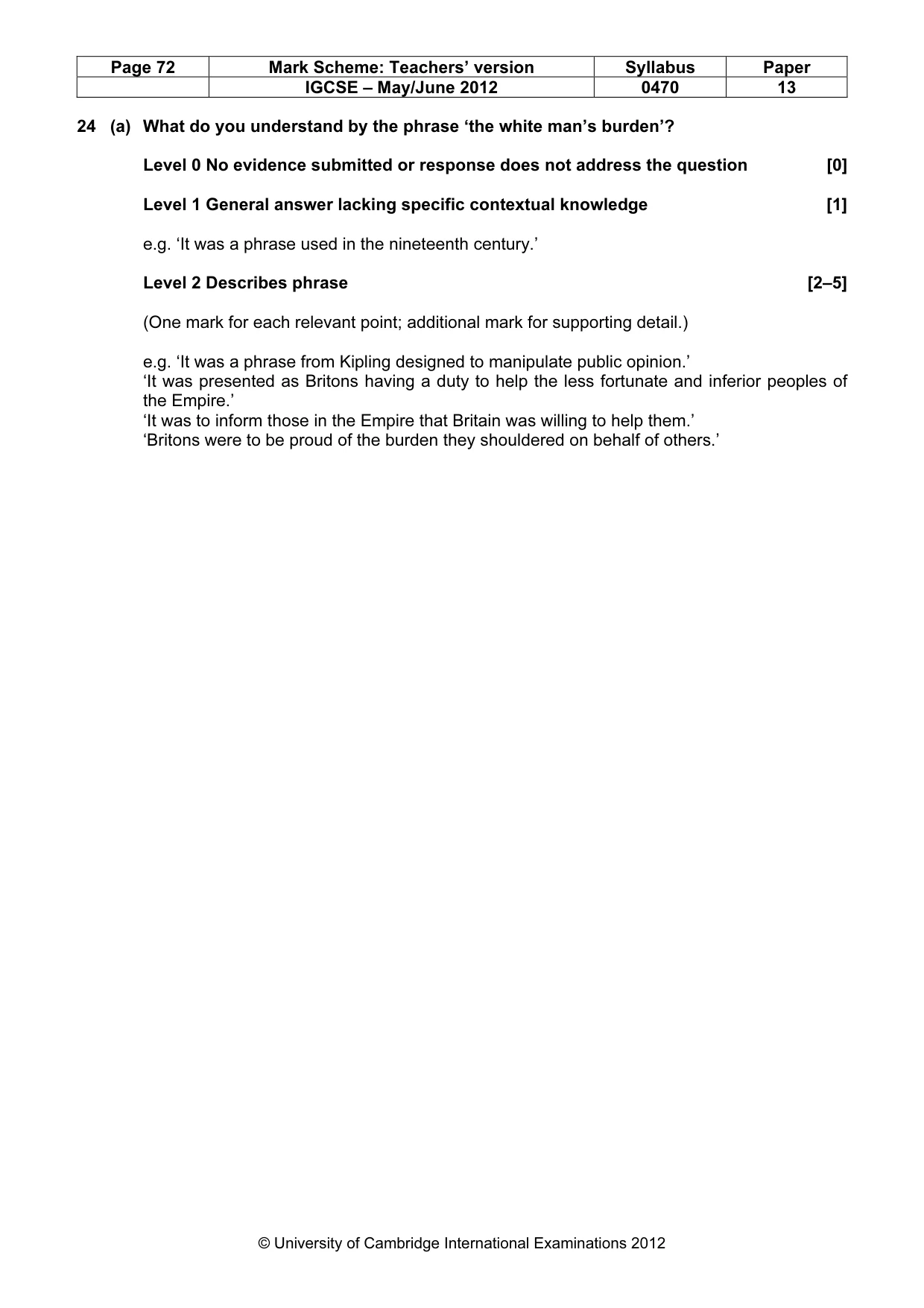 Mark scheme, page 72 of 77