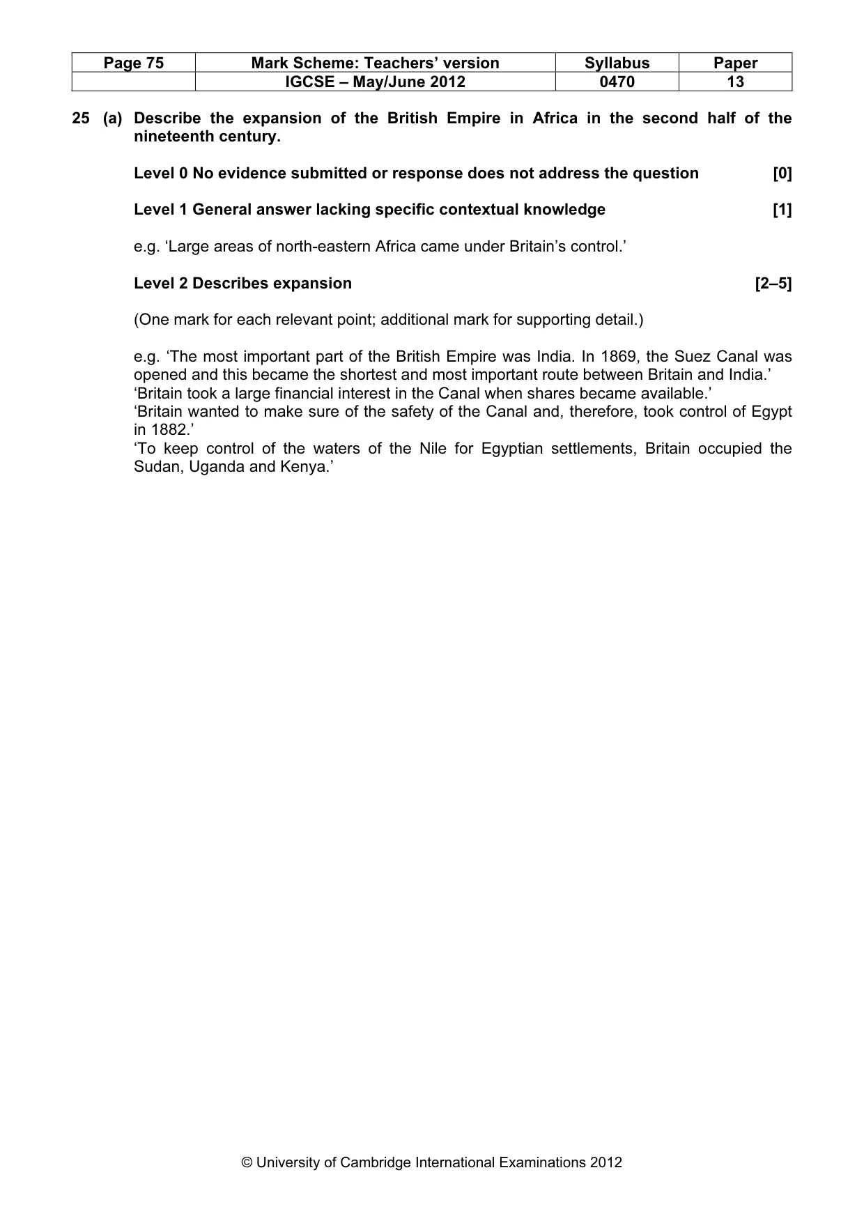 Mark scheme, page 75 of 77