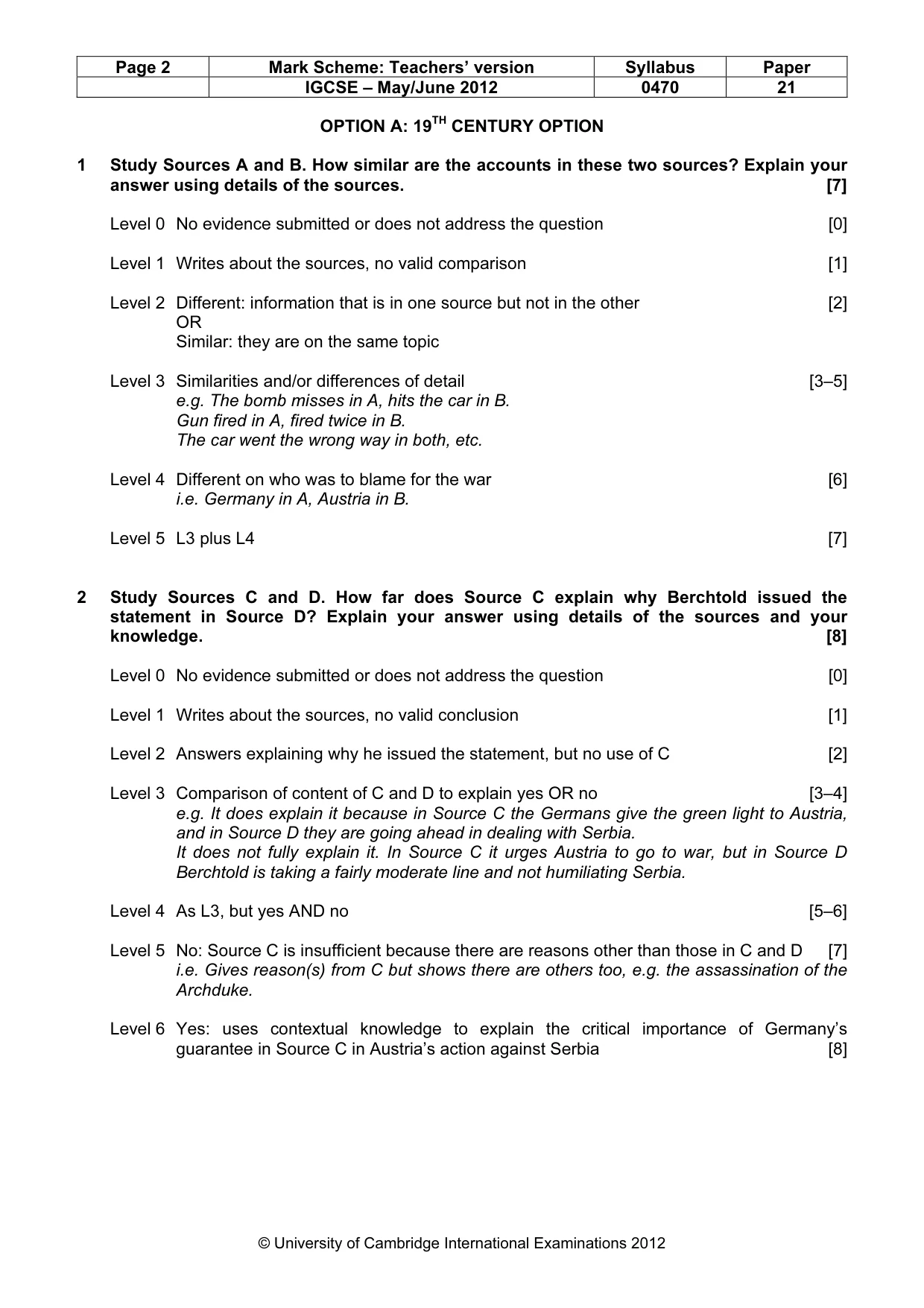 Mark scheme, page 2 of 7