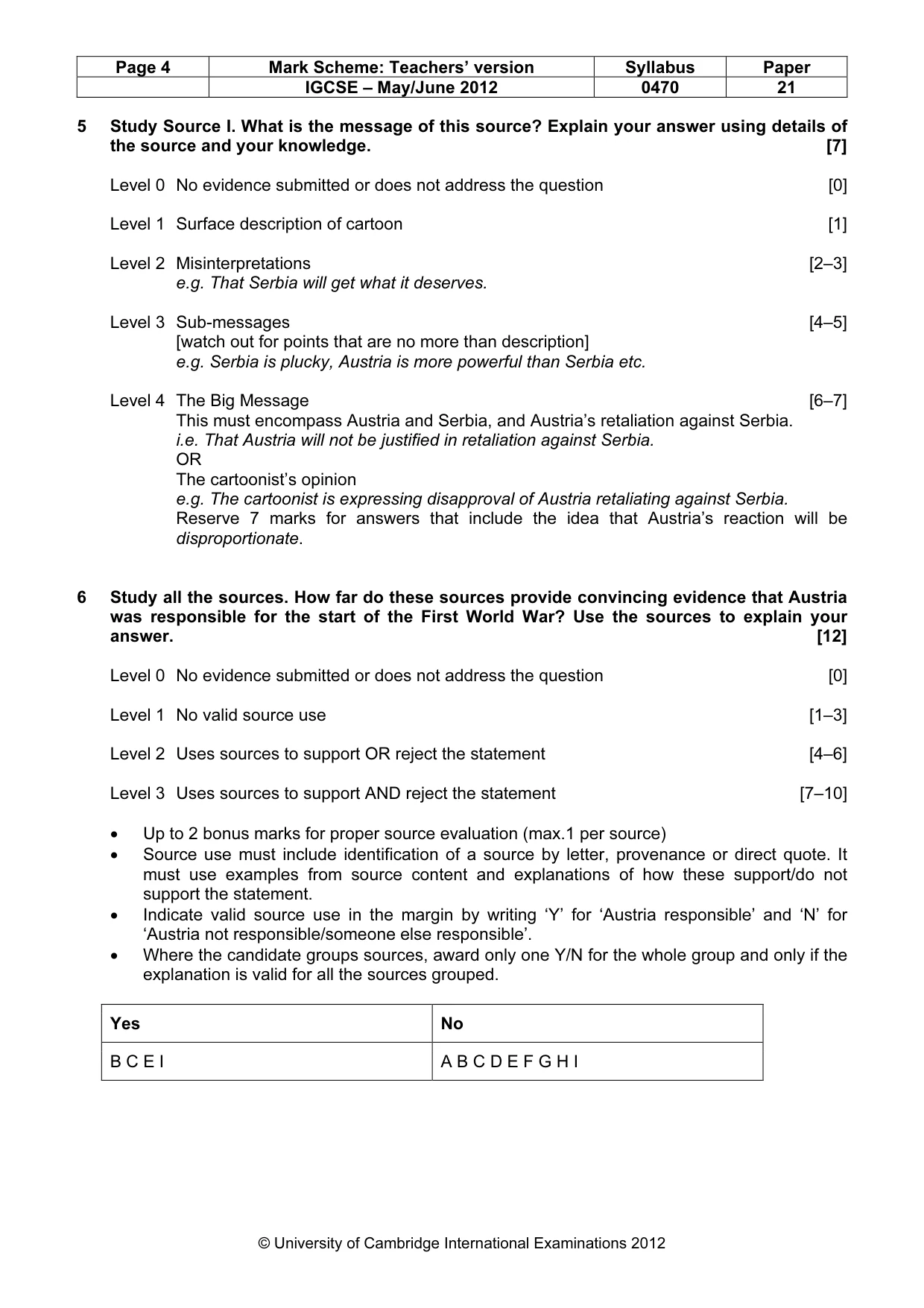 Mark scheme, page 4 of 7