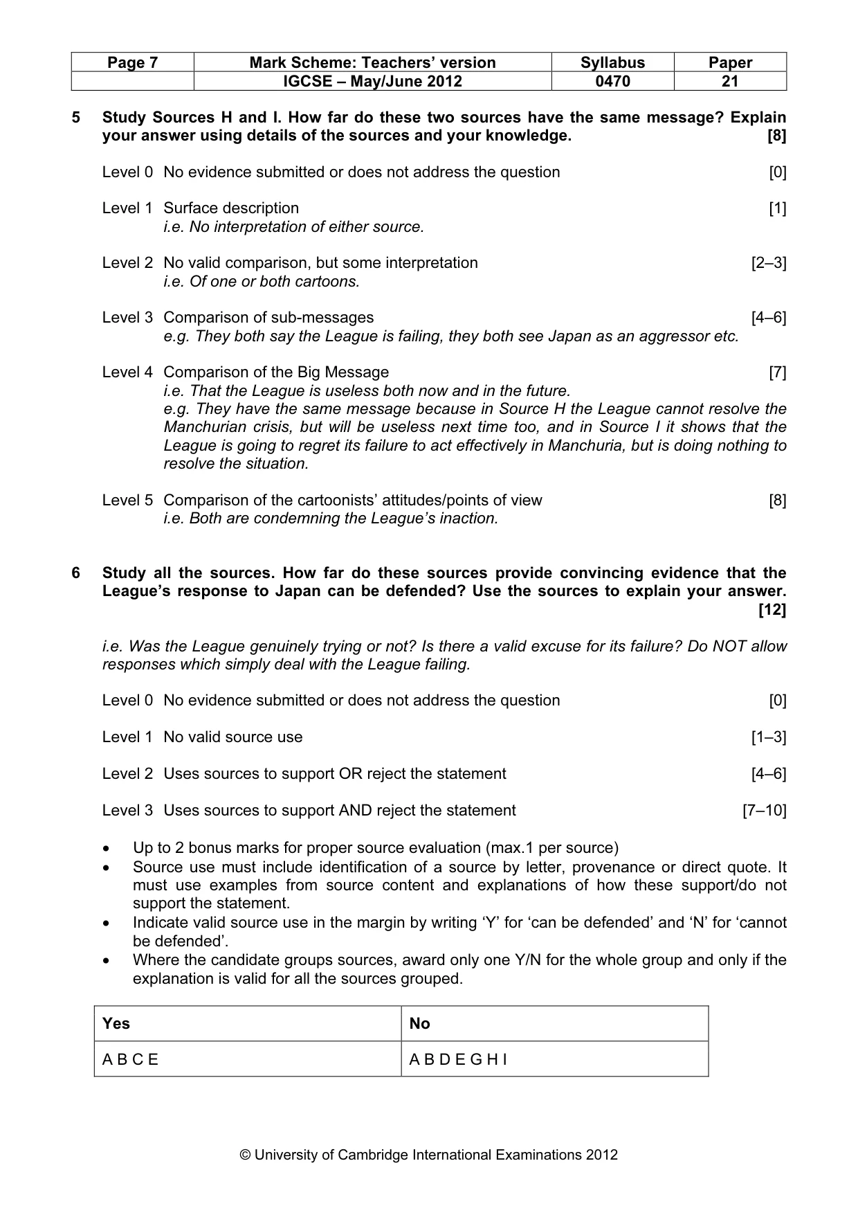 Mark scheme, page 7 of 7
