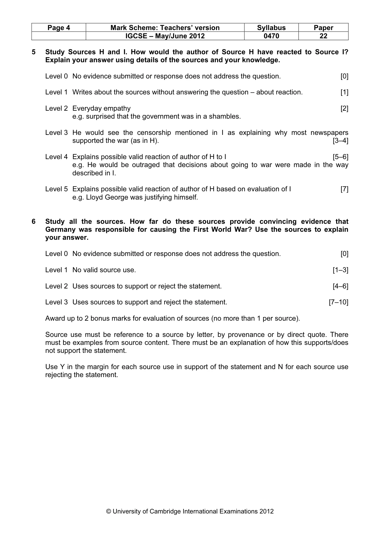 Mark scheme, page 4 of 7