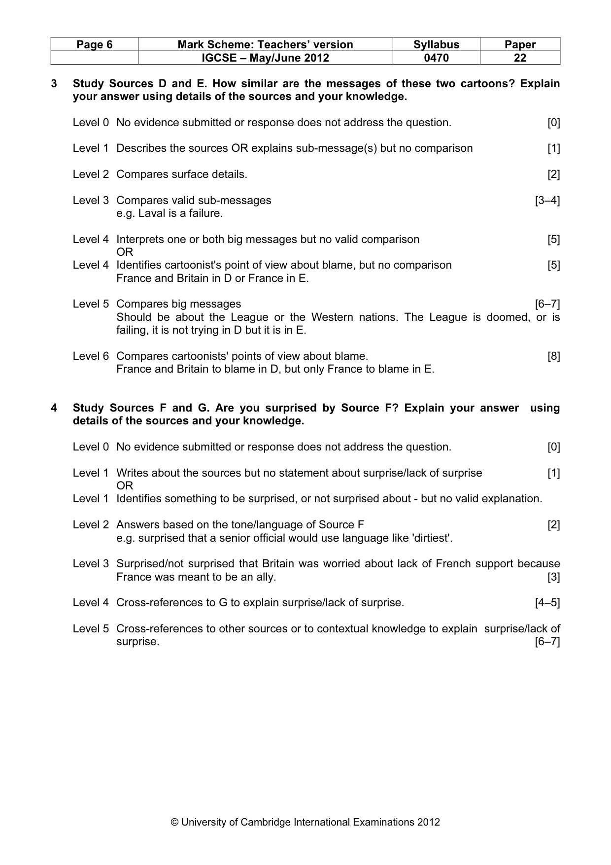 Mark scheme, page 6 of 7