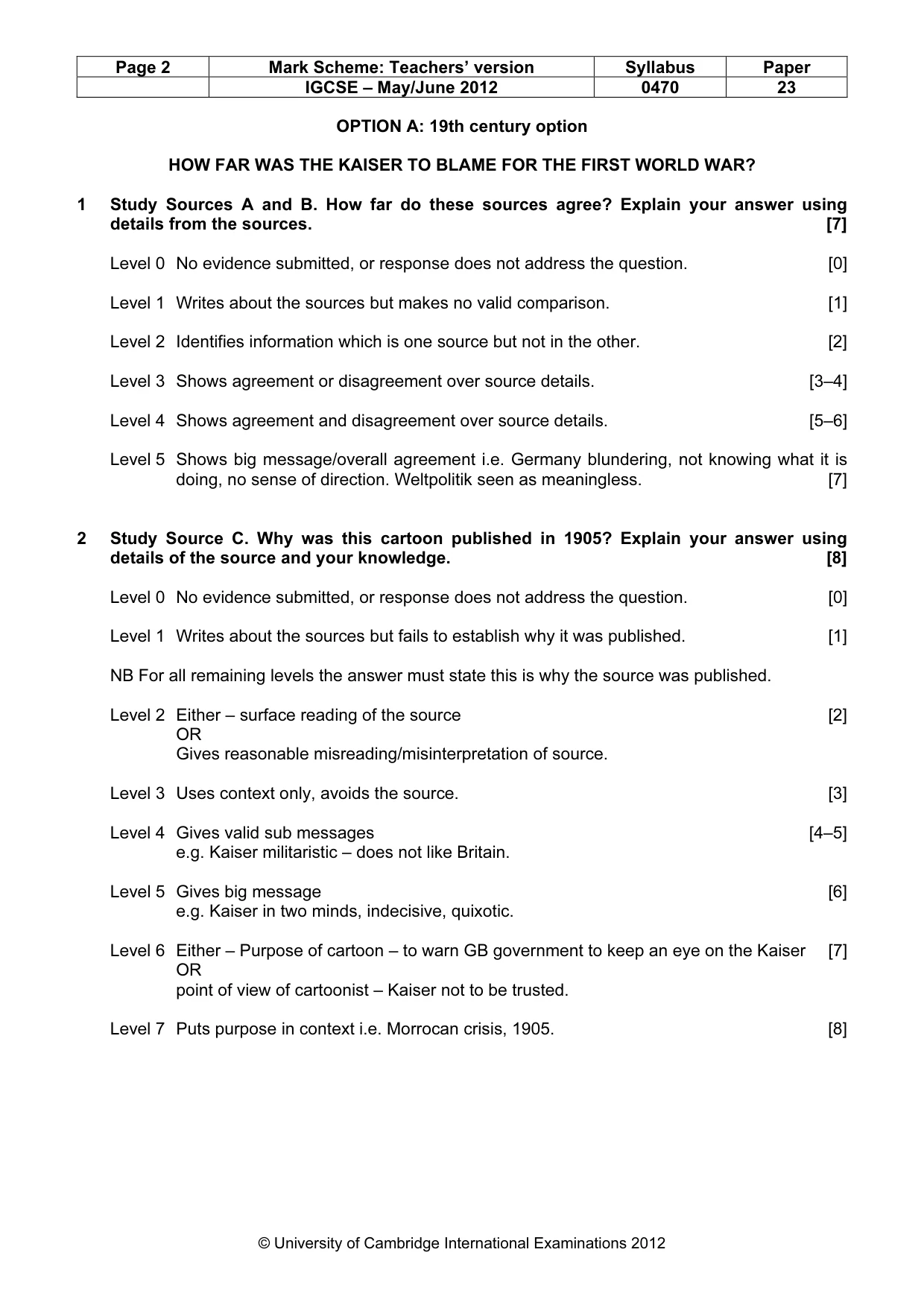 Mark scheme, page 2 of 7