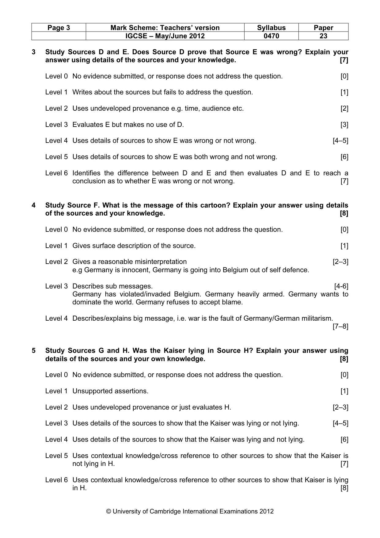 Mark scheme, page 3 of 7