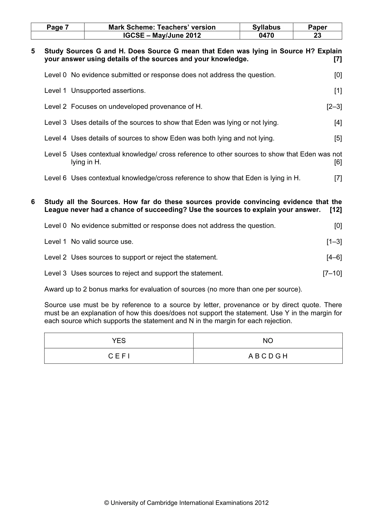 Mark scheme, page 7 of 7