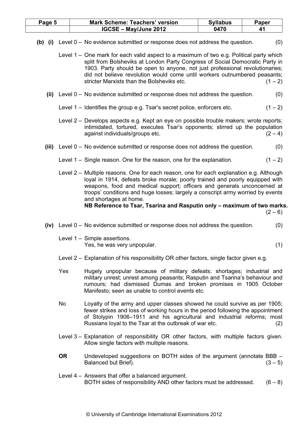 Mark scheme, page 5 of 17